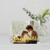 感謝感謝祭モダンのシンプル写真 箔シーズンポストカード (立ち正面)