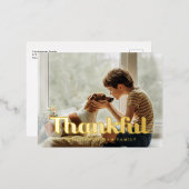 感謝感謝祭モダンのシンプル写真 箔シーズンポストカード (正面/裏面)