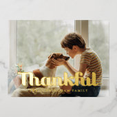 感謝感謝祭モダンのシンプル写真 箔シーズンポストカード (正面)