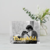 感謝感謝祭モダンのシンプル写真 箔シーズンポストカード (立ち正面)