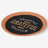 感謝感謝賛美おもしろいヒョウ印刷秋 ペーパープレート (アングル)