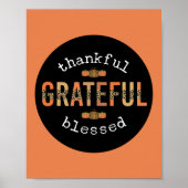 感謝感謝賛美おもしろいヒョウ印刷秋 ポスター (正面)