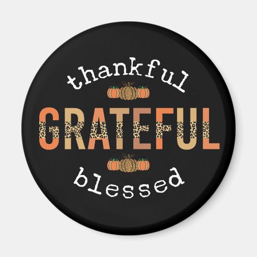 感謝感謝賛美おもしろいヒョウ印刷秋 マグネット (正面)