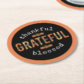 感謝感謝賛美おもしろいヒョウ印刷秋 ラウンドペーパーコースター (アングル)