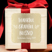 感謝感謝賛美タイポグラフィ金ゴールド休日 スクエアシール