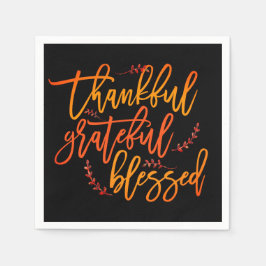 感謝感謝賛美引用文感謝祭ブラック スタンダードカクテルナプキン