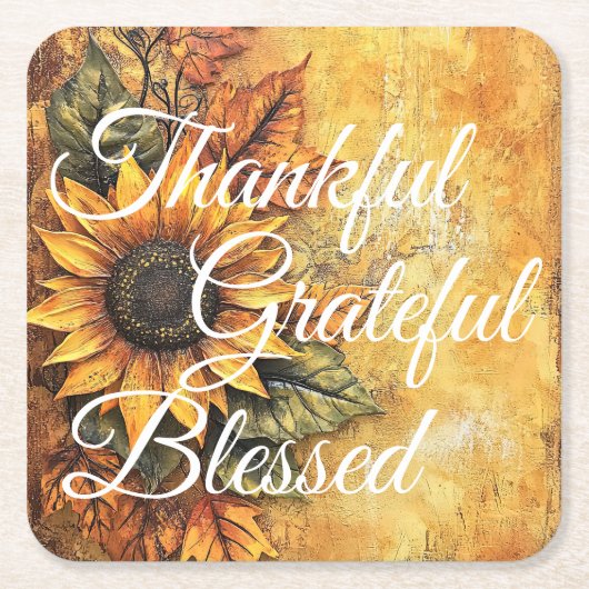 感謝感謝賛美感謝祭秋秋 スクエアペーパーコースター (正面)