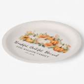 感謝感謝賛美秋パンプキンファミリー名 ペーパープレート (アングル)