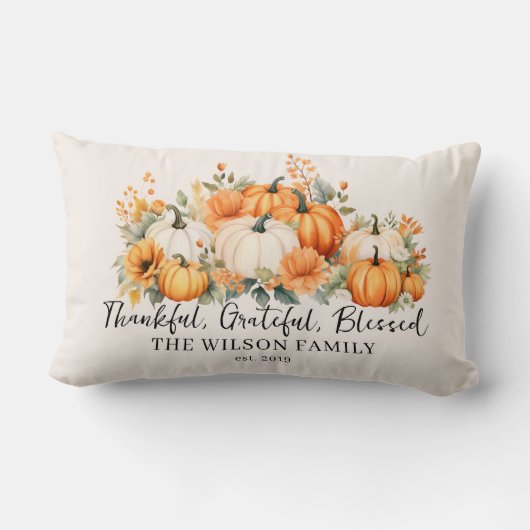 感謝感謝賛美秋パンプキンファミリー名 ランバークッション (裏面)