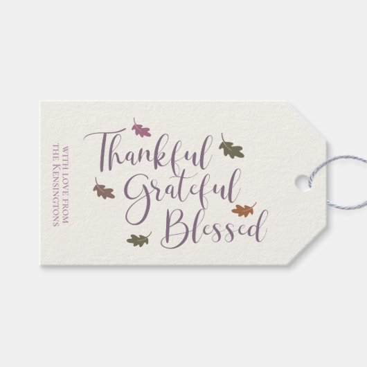 感謝感謝賛美紅葉タイポグラフィ ギフトタグ (正面(横))