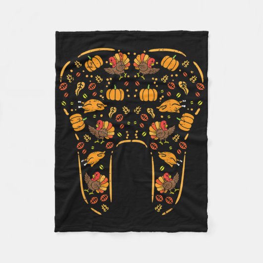 感謝歯かわいい秋歯歯科歯科医 フリースブランケット (正面)