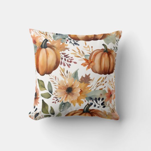 感謝水カラーカボチャ花パターン クッション (正面)