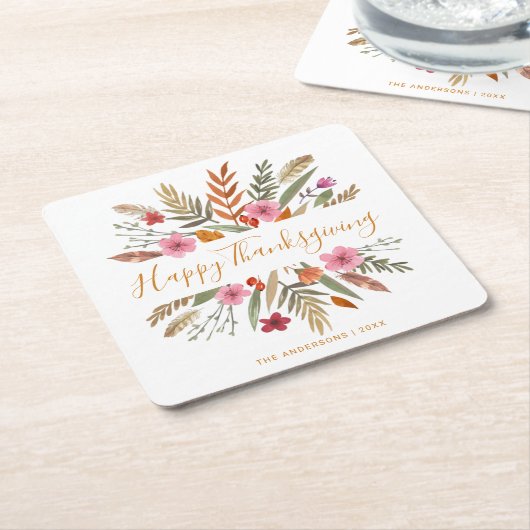 感謝水カラー秋葉紙コースター スクエアペーパーコースター (アングル)