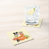 感謝犬感謝祭ハーベストカボチャ スクエアペーパーコースター (インサイチュ)