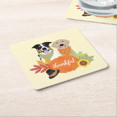 感謝犬感謝祭ハーベストカボチャ スクエアペーパーコースター (アングル)