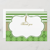 感謝状カード 緑 金 ゴルフ 招待状 (正面/裏面)