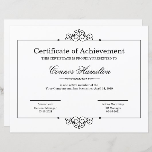 感謝状テンプレート (正面/裏面)