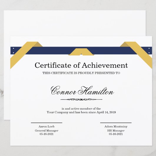 感謝状テンプレート (正面/裏面)