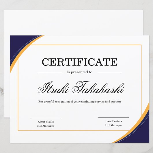 感謝状テンプレート (正面/裏面)