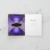 感謝状 エレガント パープル ブラック ゴールド ダマスク サンキューカード (内部)