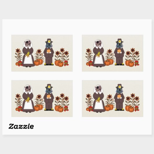 感謝猫 長方形シール (シート)