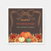 感謝的なカボチャのオレンジの弓の手引きビスト スタンダードカクテルナプキン (正面)