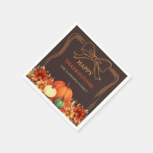 感謝的なカボチャのオレンジの弓の手引きビスト スタンダードカクテルナプキン (角)