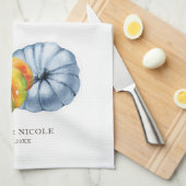 感謝的なカボチャパーソナライズされたの水色 キッチンタオル (四つ折り)