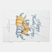 感謝的なカボチャパーソナライズされたの水色 キッチンタオル (横)