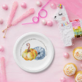 感謝的なカボチャパーソナライズされたの水色 ペーパープレート (パーティー)