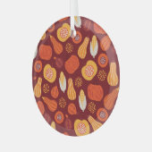 感謝的なカボチャ茶色のシームレスなパターン。 ガラスオーナメント (正面左)
