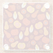 感謝的なカボチャ茶色のシームレスなパターン。 ガラスコースター (裏面)