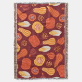 感謝的なカボチャ茶色のシームレスなパターン。 スローブランケット (正面縦)