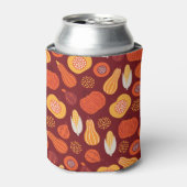 感謝的なカボチャ茶色のシームレスなパターン。 缶クーラー (缶正面)