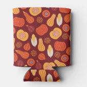 感謝的なカボチャ茶色のシームレスなパターン。 缶クーラー (裏面)