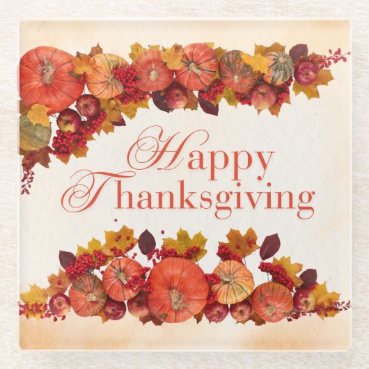感謝祝の季節 ガラスコースター (正面)