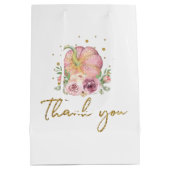 感謝祭ありがとうピンクカボチャ ミディアムペーパーバッグ (裏面)