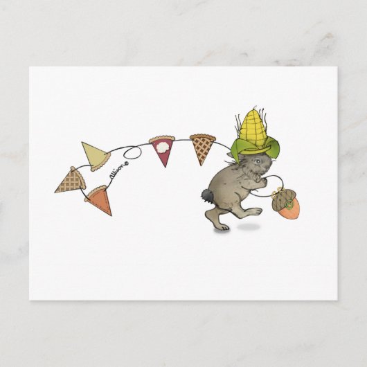 感謝祭うさぎポストカード ポストカード (正面)