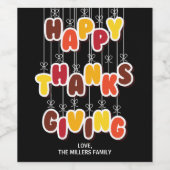 感謝祭おめでとう！カスタムファミリーワインラベル ワインラベル (シングルラベル)