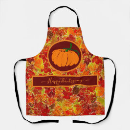 感謝祭おめでとう！キラキラのメープル葉の/カボチャ エプロン