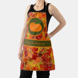 感謝祭おめでとう！キラキラのメープル葉の/カボチャ エプロン