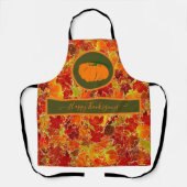 感謝祭おめでとう!キラキラのメープル葉の/カボチャ エプロン (正面)