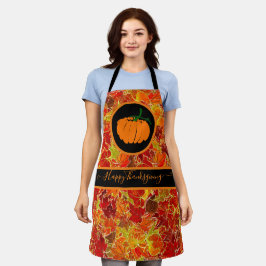 感謝祭おめでとう！キラキラのメープル葉の/カボチャ エプロン