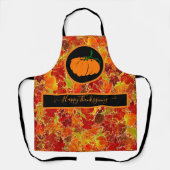 感謝祭おめでとう！キラキラのメープル葉の/カボチャ エプロン (正面)