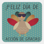 「感謝祭おめでとう！」 トルコスペインののシール スクエアシール (正面)