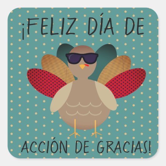 「感謝祭おめでとう!」 トルコスペインののシール スクエアシール (正面)