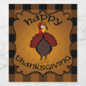 感謝祭おめでとう！ |トルコ |バッファロープレイド ワインラベル (シングルラベル)