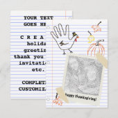 感謝祭おめでとう！ノートのスケッチ 招待状 (正面/裏面)