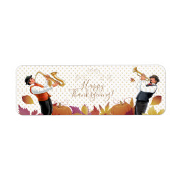 感謝祭おめでとう！フレンドシップジャズミュージックレトロ ラベル