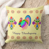 感謝祭おめでとう。ポーランドデザイン花。 クッション (ブランケット)